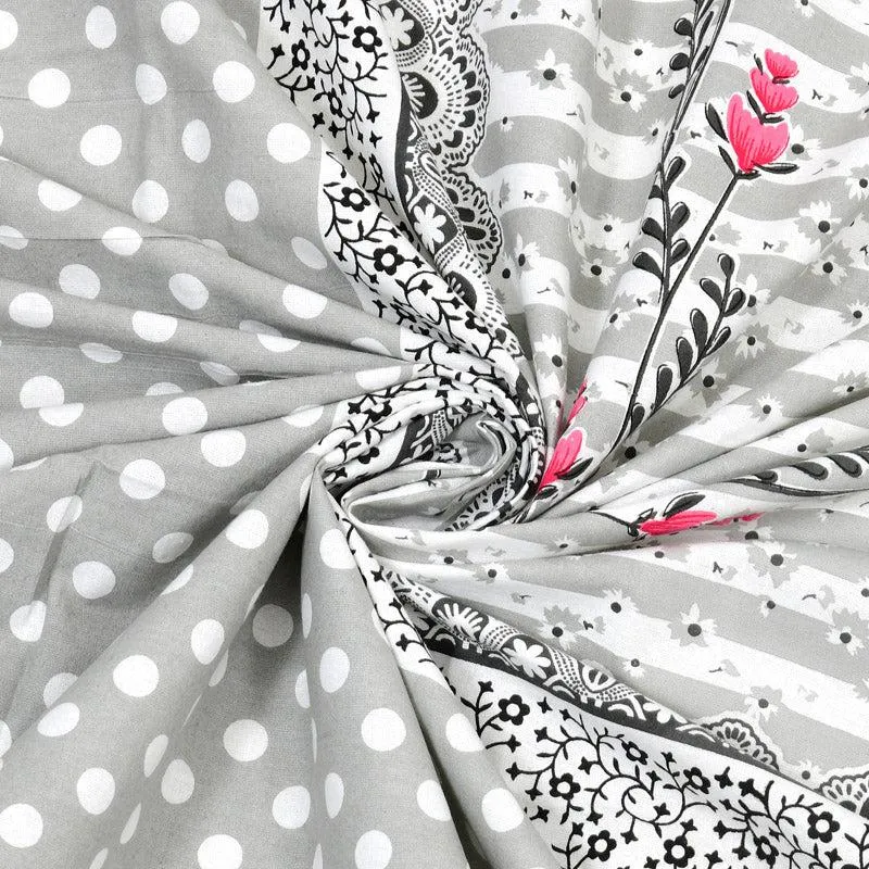 Kellan Floral Cotton Bedsheet (Grey) - 180 TC media 6