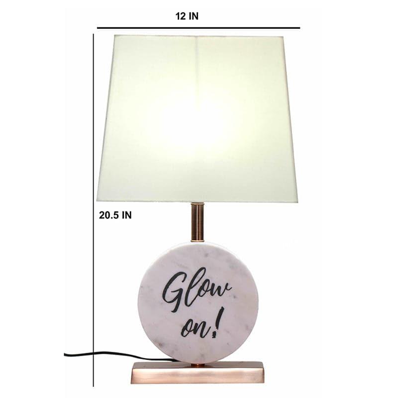 Glow On Marble & Copper Base Fabric Table Lamp - White media 4