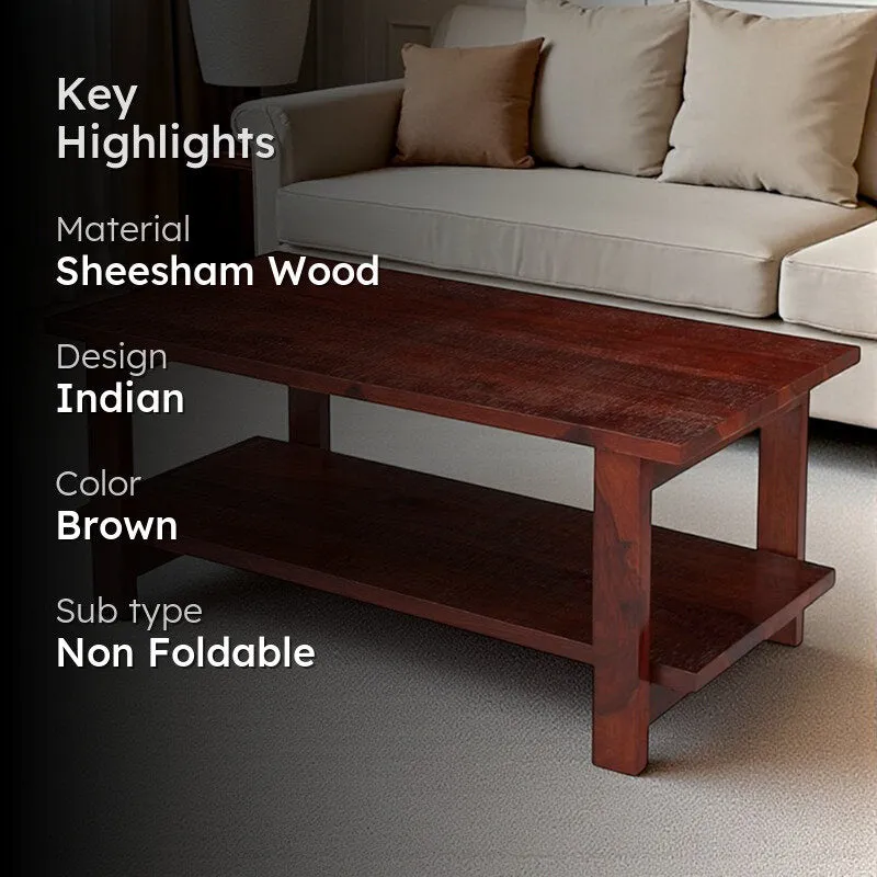 Xirox Sheesham Wooden Center Table - Brown media 2