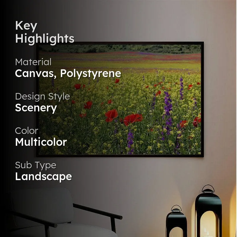 Field With Poppies Canvas Wall Painting - Black Frame media 2