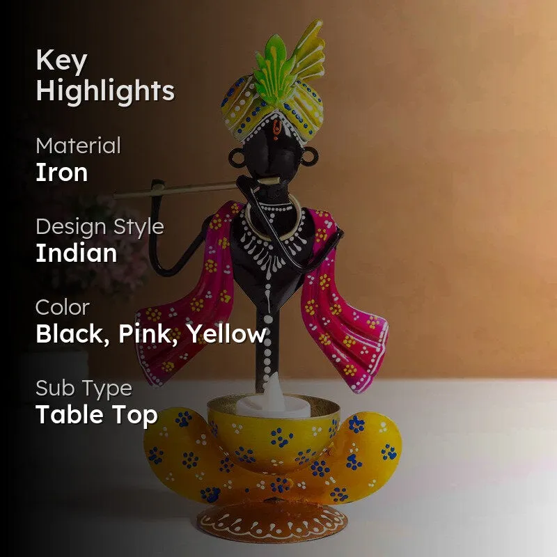Krishna Divine Radiance Iron Tea Light Candle Holder media 2