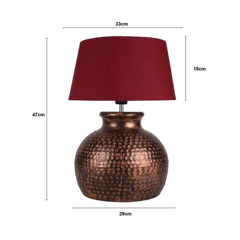 Ruchi Fabric Table Lamp - Red,Bronze media 5