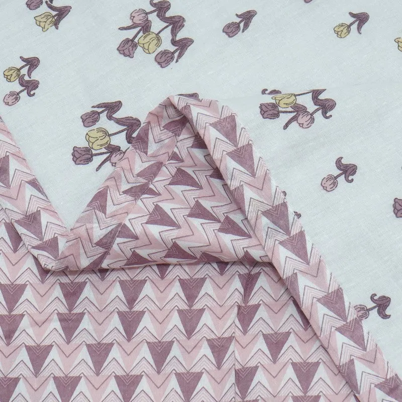 Mini Petals Printed Cotton Dohar (Maroon,White) - 120 GSM media 7