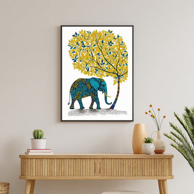Neela Haathi Canvas Wall Art