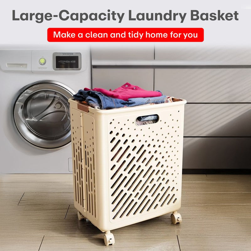 Rioware LinenMove Rolling Laundry Basket - Beige media 5