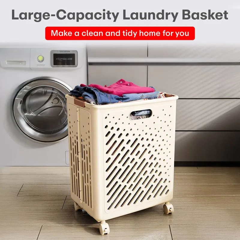 Rioware LinenMove Rolling Laundry Basket - Beige media 5