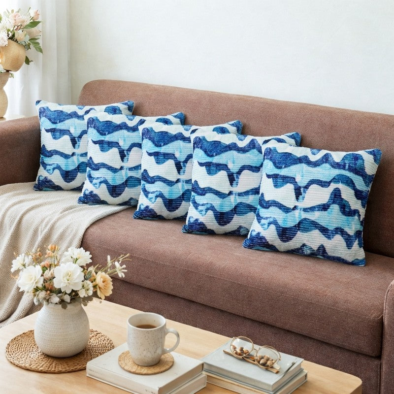 RythmFlow I Cushion Cover (Blue) - Set Of Five
