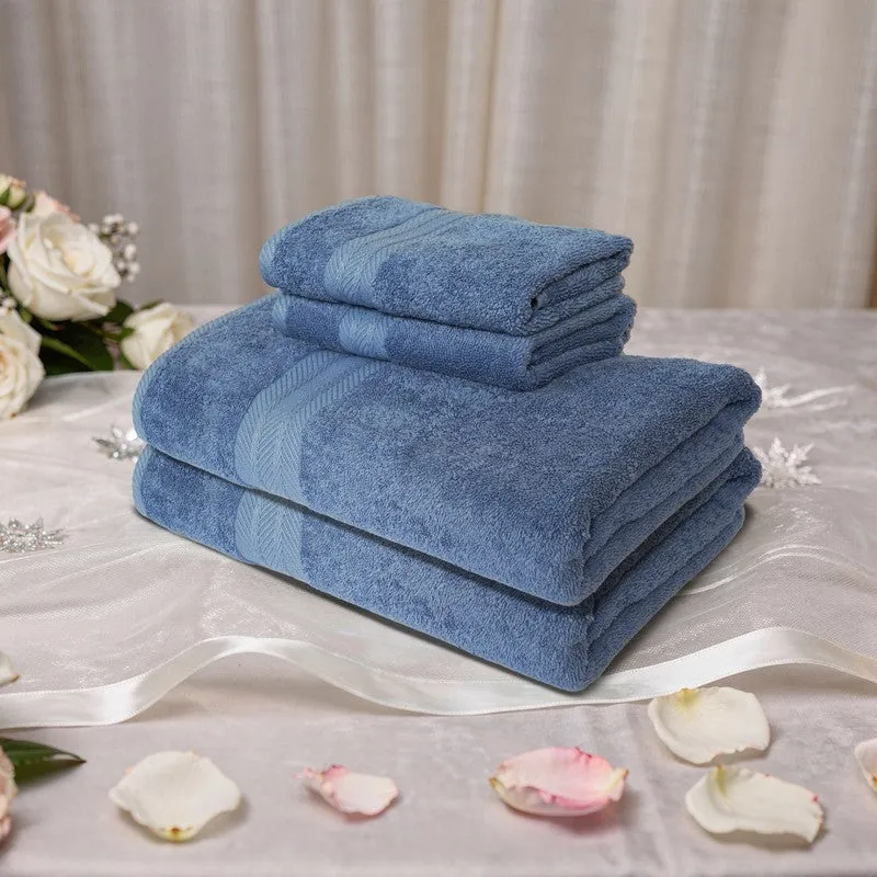 PlushAura Cotton Towel Sets (Navy) - Set of Four media 3