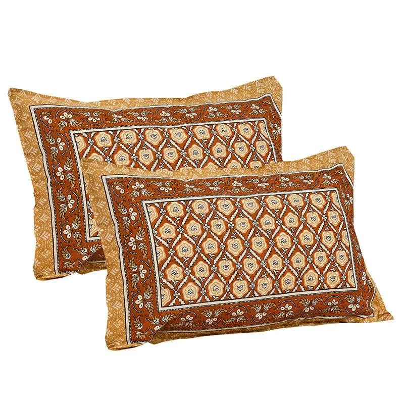 Opala Printed Cotton Bedsheet (Brown) - 160 TC media 5