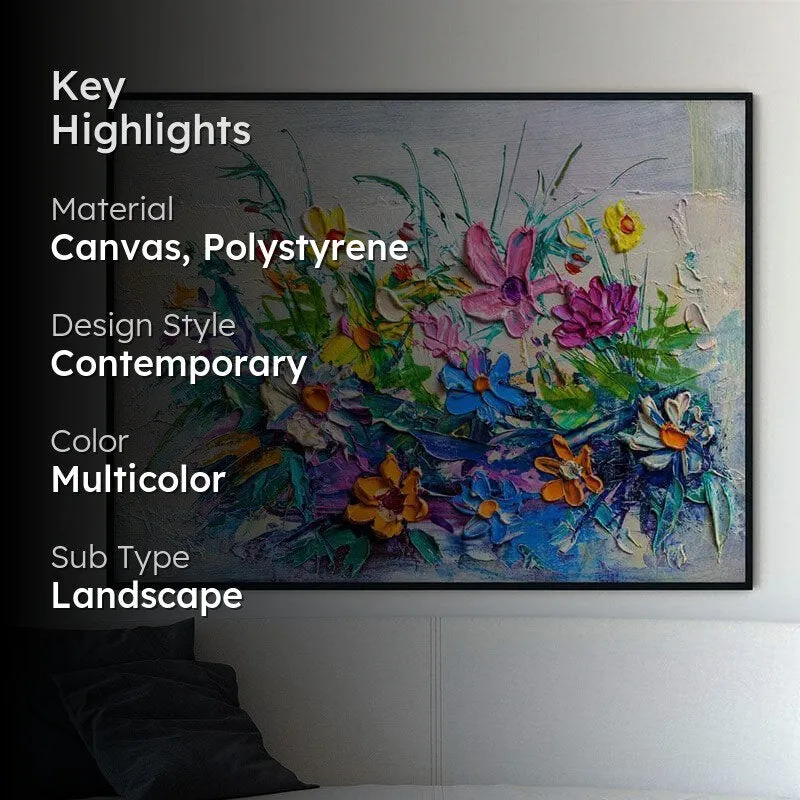 Bouquet Of Flowers Multicolored Wall Painting - Black Frame media 2