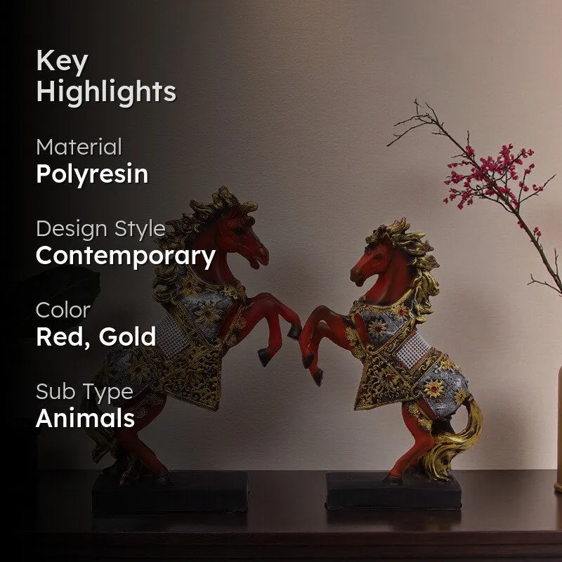 Majestic Rearing Horse Polyresin Showpiece - Set Of Two media 2