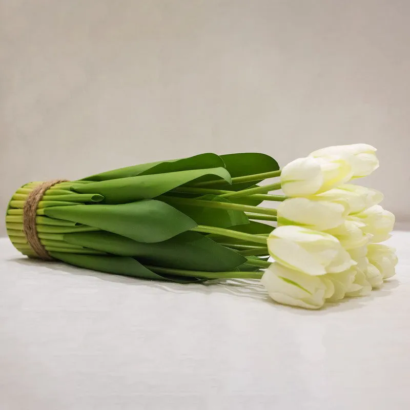 Artificial Tulip Flower Bunch Timeless Charm - White media 4