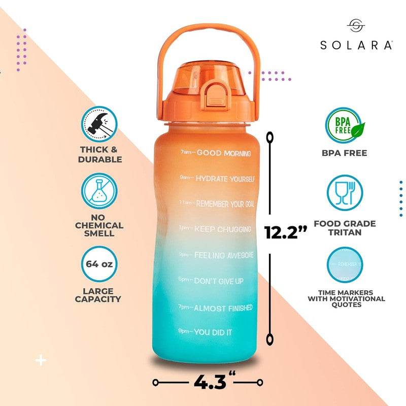 Solara Siply Plastic Water Bottle (2000 mL) - Orange,Blue media 7