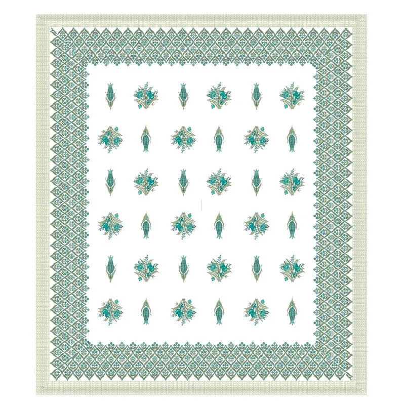 Ethnic Bloom Cotton Bedsheet (Green,White) - 120 TC media 4