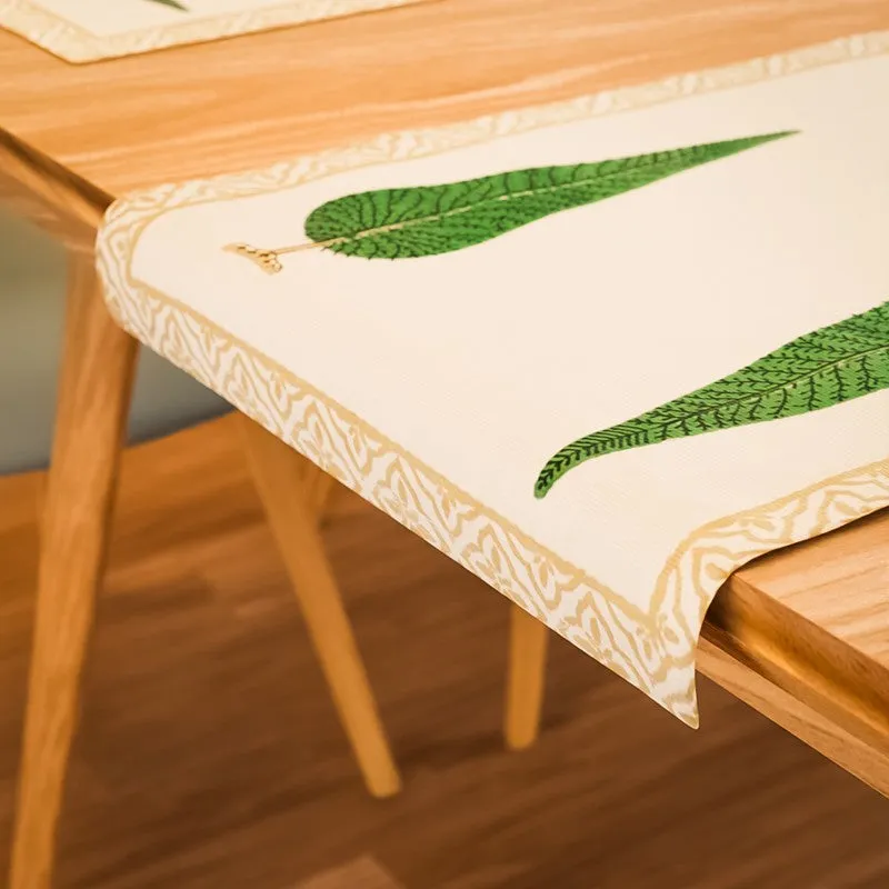 Tropical Leaf Cotton Table Linen Set (Brown) - Seven Piece Set media 5