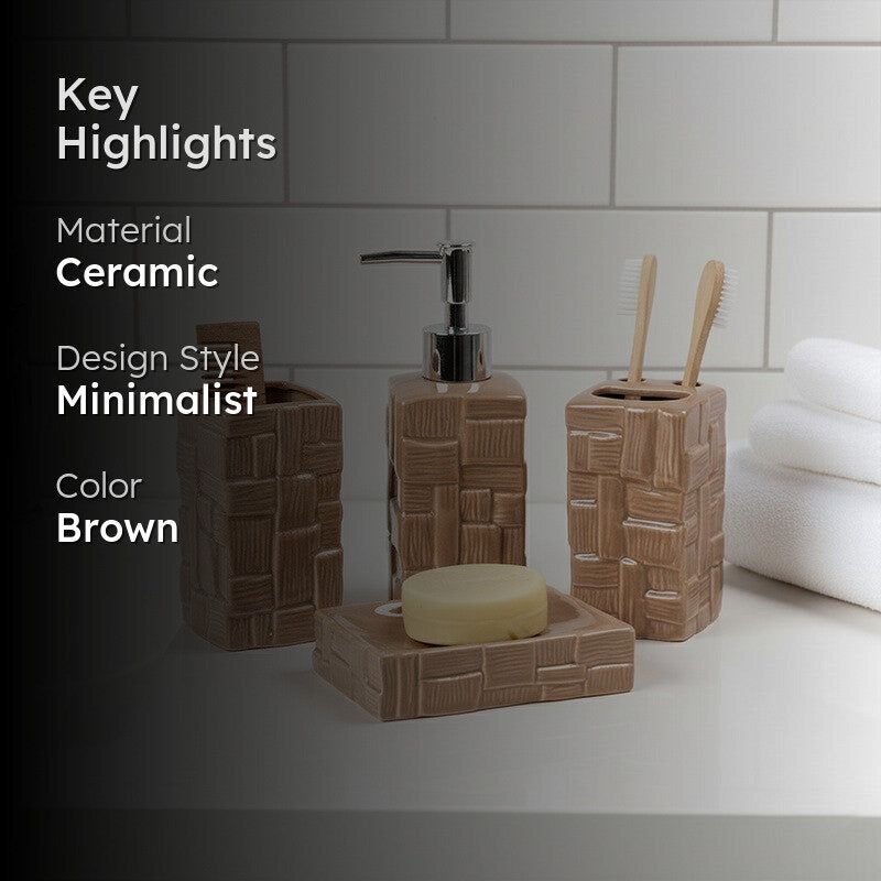 SereneWash Ceramic Bathroom Set - Four Piece Set media 2