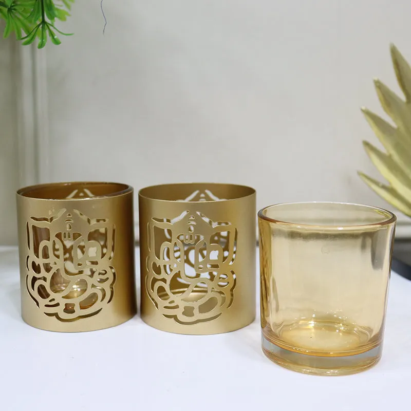 Ganesha Chaitanya Tealight Candle Holder (Gold) - Set Of Two media 3