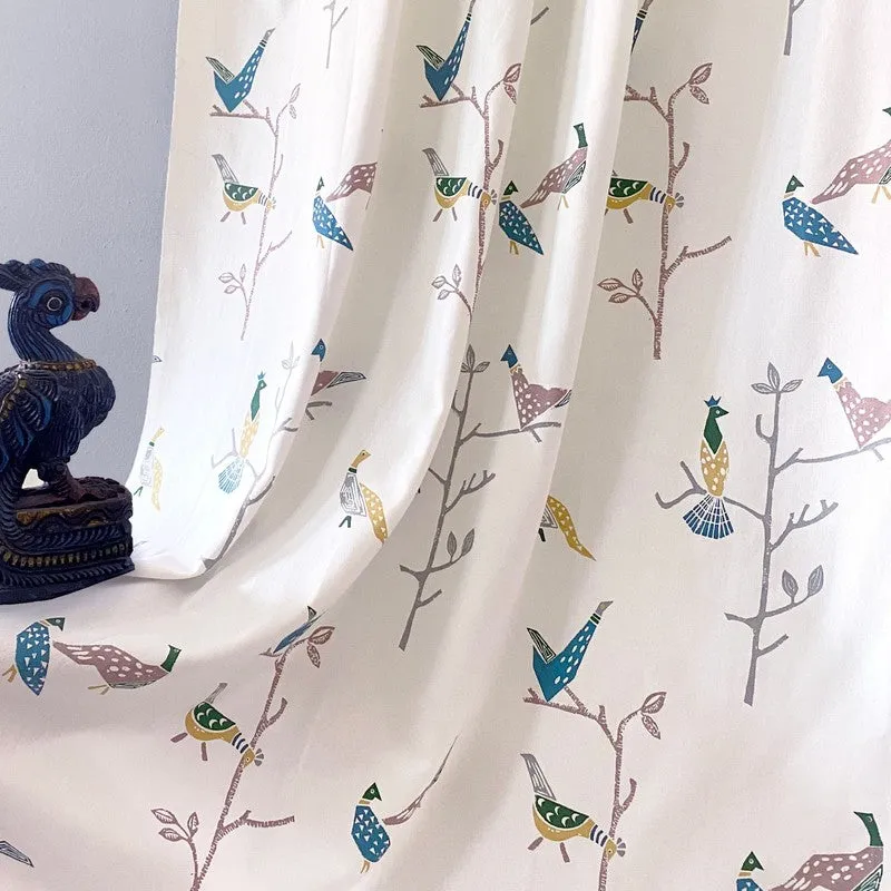 Tranquebar Home Nature Wings I Cotton Curtains(Blue) - Set Of Two media 1