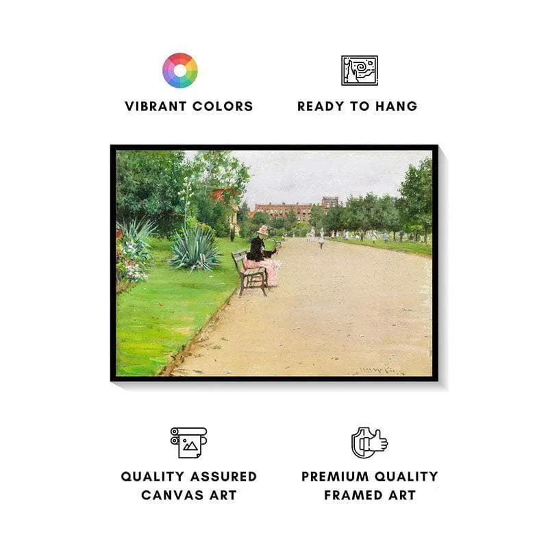 A City Park Canvas Wall Painting - Black Frame media 4