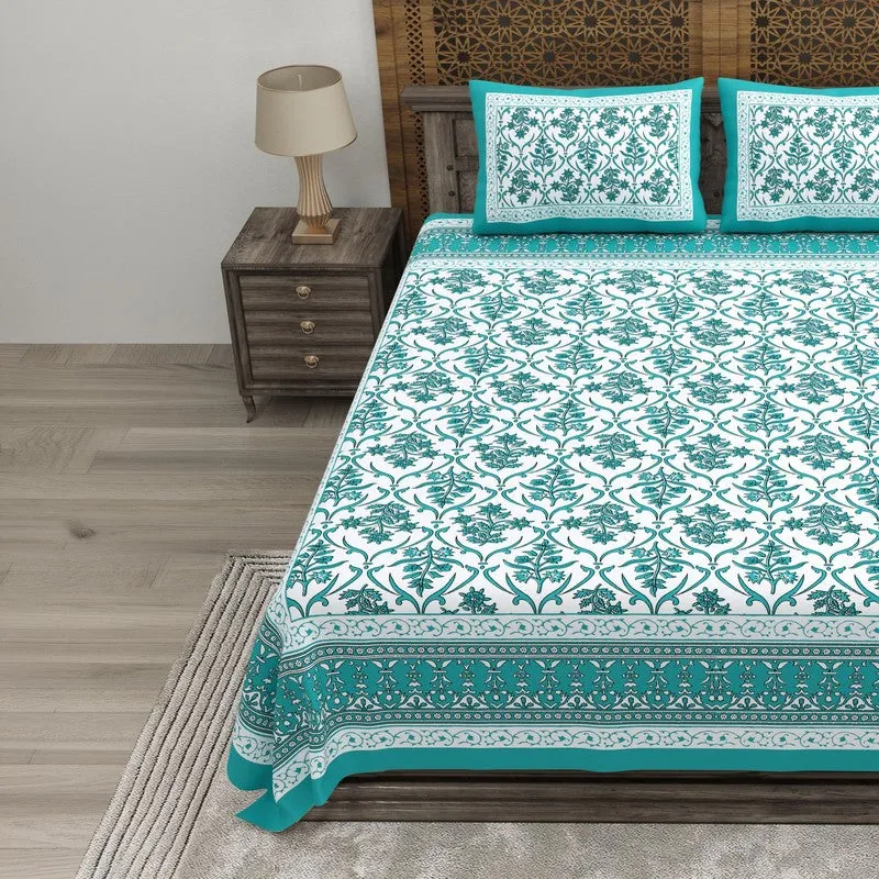 Artio Cotton Bedsheet (Green,White) - 240 TC media 3