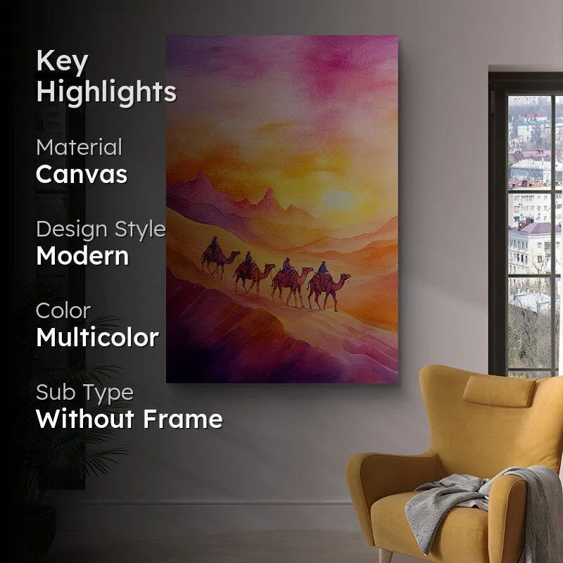 Camels & Sunsets Canvas Wall Painting media 2