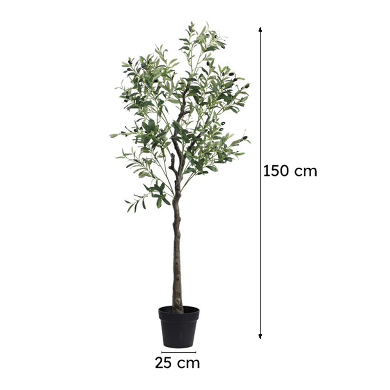 Artificial Olive Plant With Black Plastic Pot - 5 ft media 9