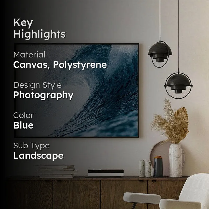 Wave Canvas Painting - Black Frame media 2