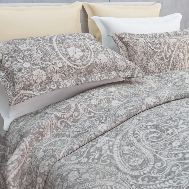 Paisley Nights Cotton Bedsheet (Beige, Grey) - 144 TC media 10