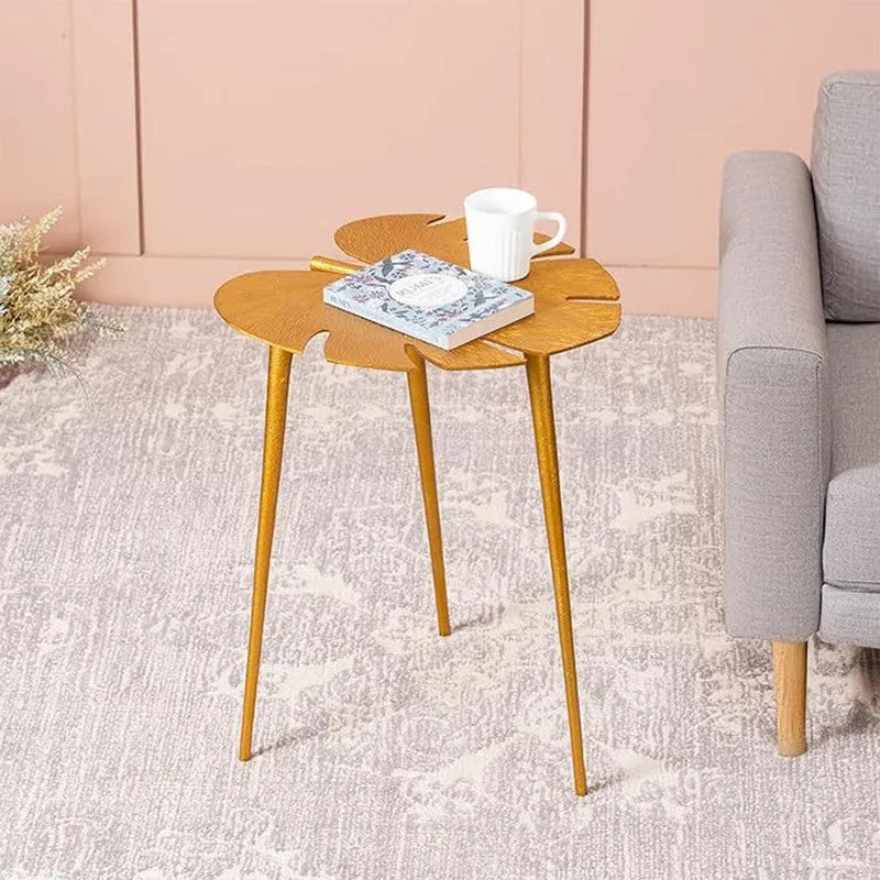 Monstera Leaf Accent Table - Gold media 1