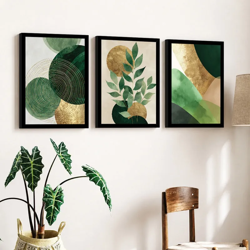 Emerald Rhythm Abstract Wall Art - Set Of Three media 3