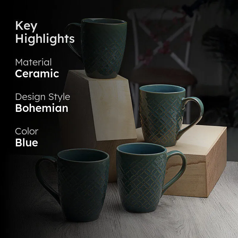 Emerald Ceramic Coffee Mug (370 mL Each) - Set Of Four media 2