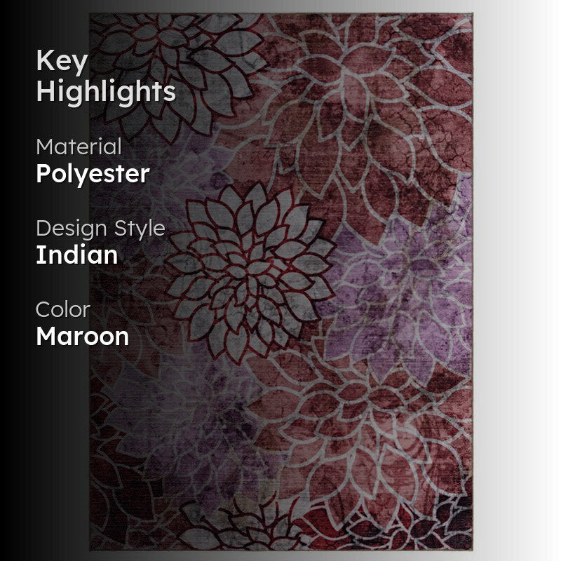 Enaya Floral Carpet - Maroon media 2