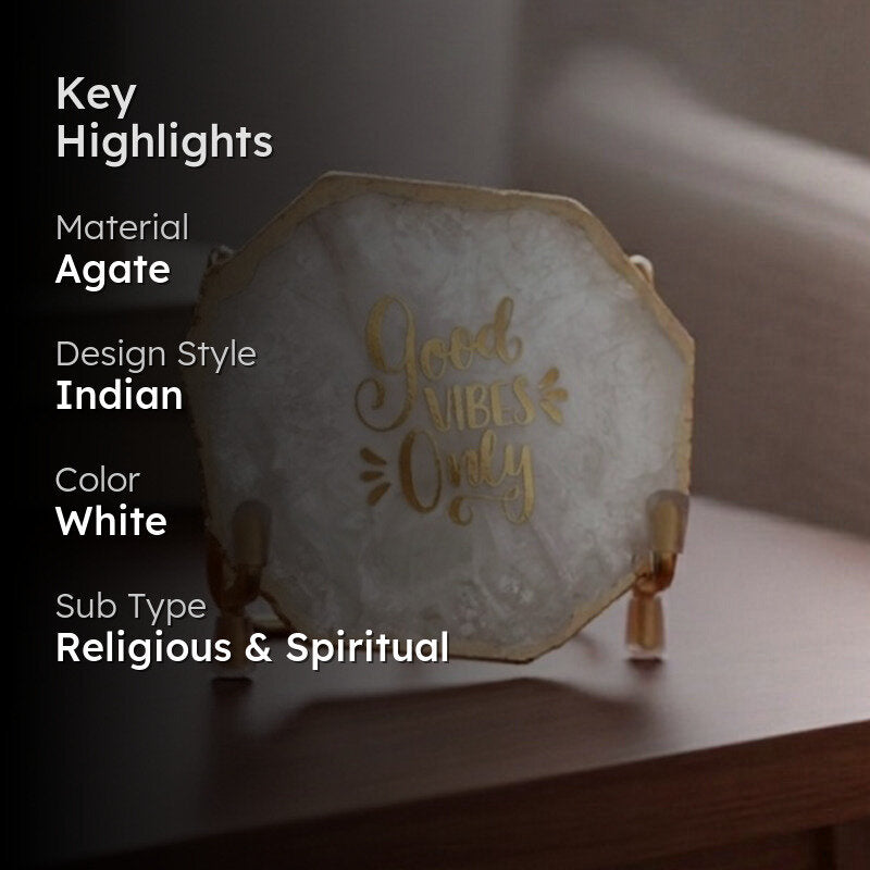 Good Vibes Agate Showpiece - White media 2