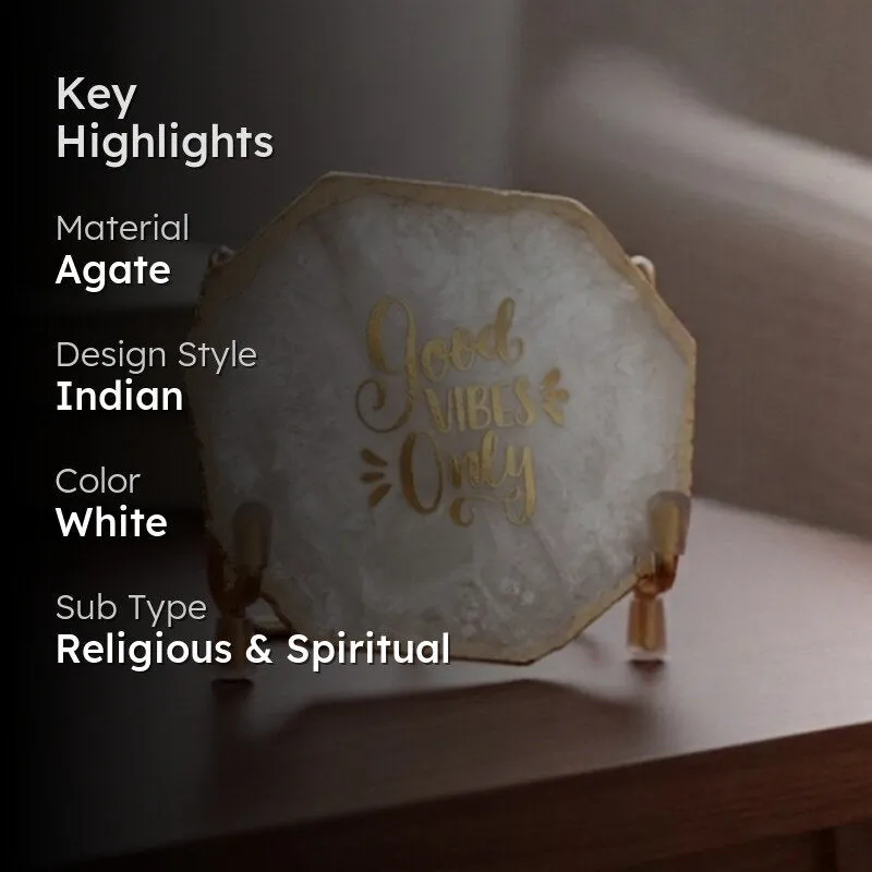 Good Vibes Agate Showpiece - White media 2