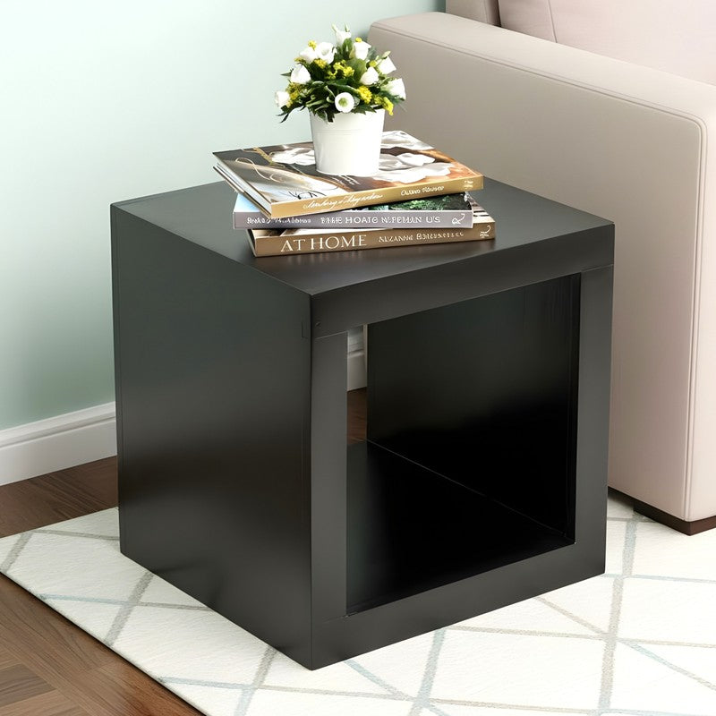 Pverox Sheesham Wooden Side & Bedside Table - Black