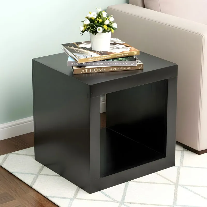 Pverox Sheesham Wooden Side & Bedside Table - Black media 1