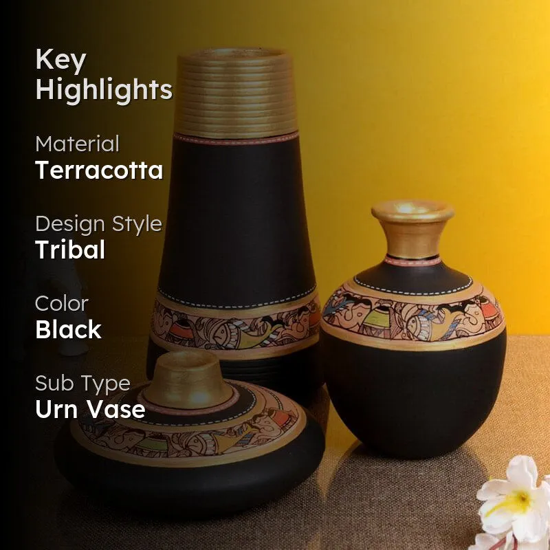 Coshima Tribal Terracotta Vase - Set Of Three media 2