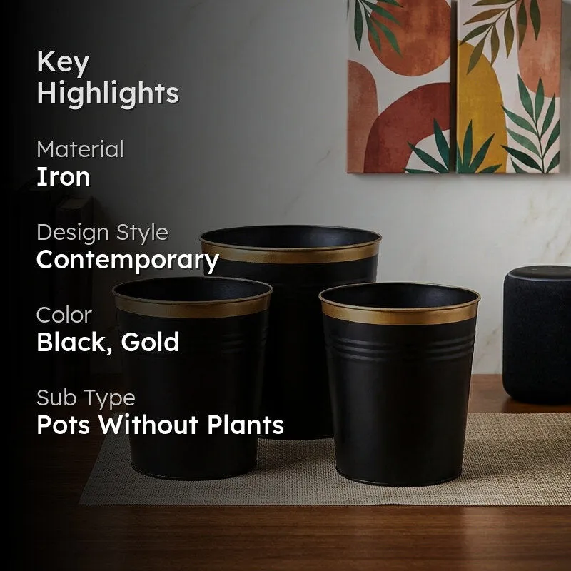 Leafora Iron Planter (Black) - Set Of Three media 2