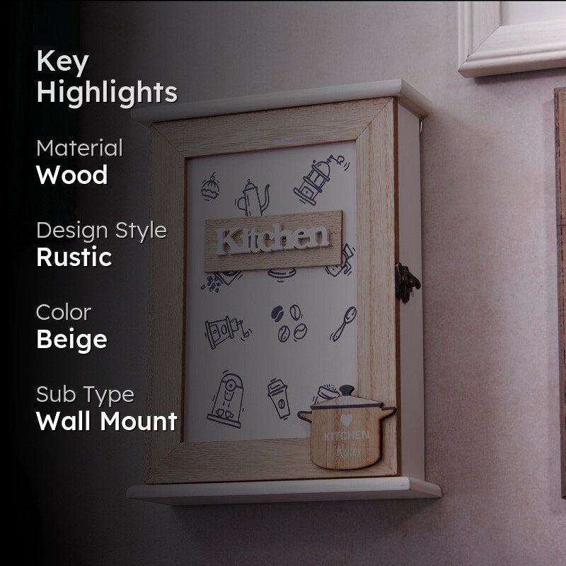 Kitchen Key Holder Wooden Wall Accent media 2