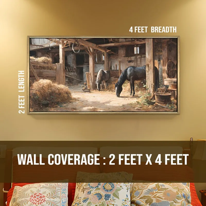 Horse Haven Canvas Wall Painting With Frame media 10