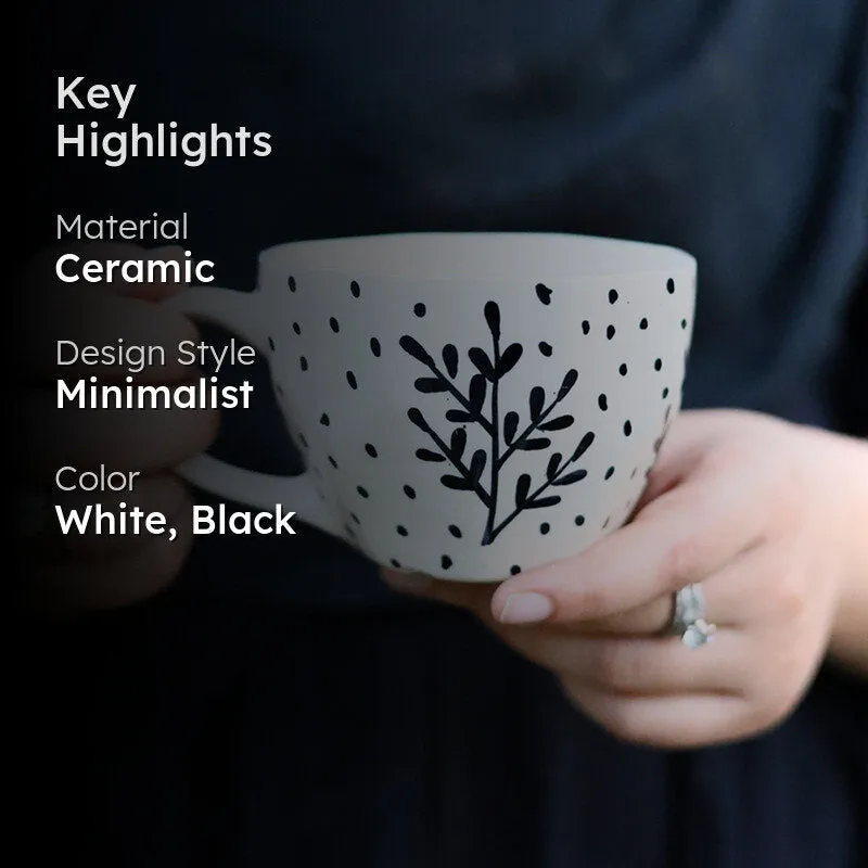 Bettina Ceramic Tea Cup (200 mL)/White,Black) - 2