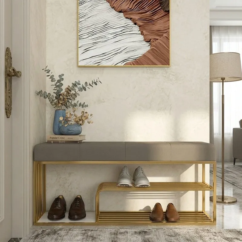 Stackable Metal Shoe Rack - Gold,Grey media 1