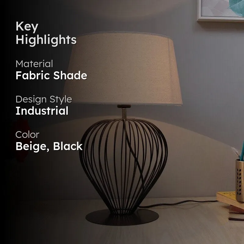Emara Fabric Table Lamp - Beige,Black media 2