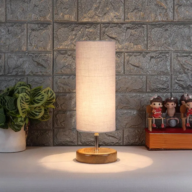 Hisha Wooden Table Lamp - White,Brown media 1
