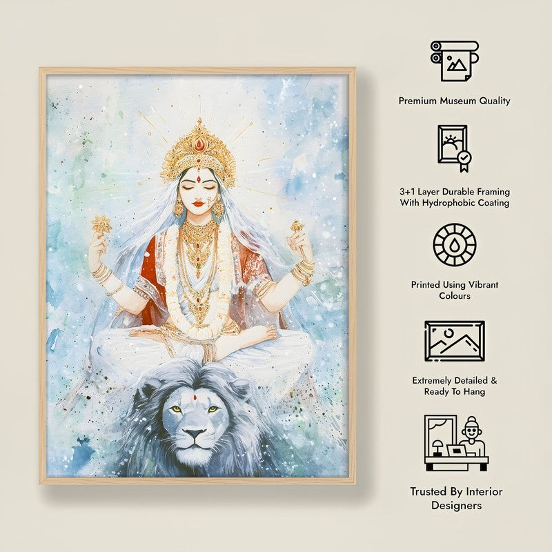 Shakthi Eternal Spiritual Archival Paper Wall Painting - Natural Brown Frame media 8
