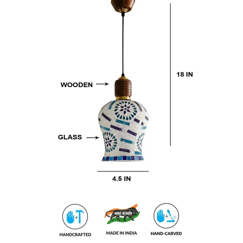 Mosaic Petal Pendant Wooden Ceiling Lamp media 5