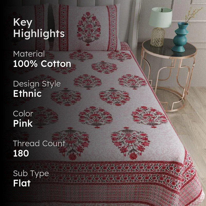 Sinayi Floral Cotton Bedsheet - 180 TC media 2