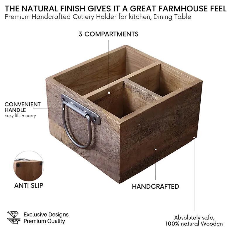 Azor Wood Cutlery Holder - Brown media 3