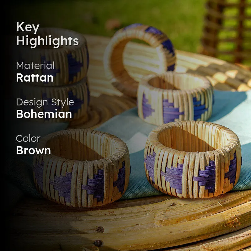 Willow Loop Rattan Napkin Ring - Set Of Six media 2