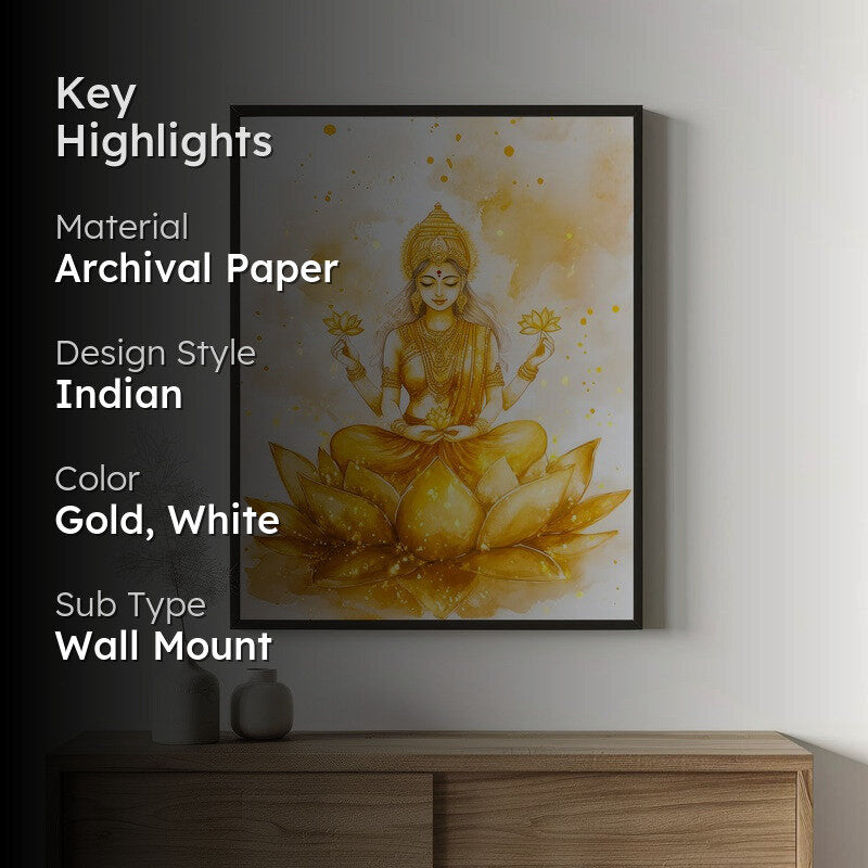 Padma Lakshmi Spiritual Archival Paper Wall Painting With Frame - Black media 2